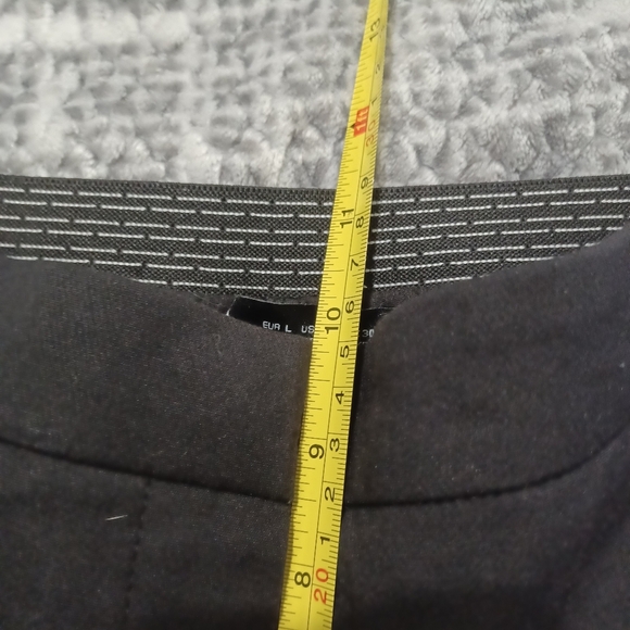 Zara Black Mid Rise Straight Leg Crop Ankle Office Trousers Dress Pants Size L - Picture 6 of 8